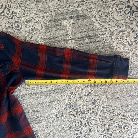 Patagonia Long-Sleeved Fjord Flannel button Up Shirt Medium Navy & Red - Picture 12 of 14